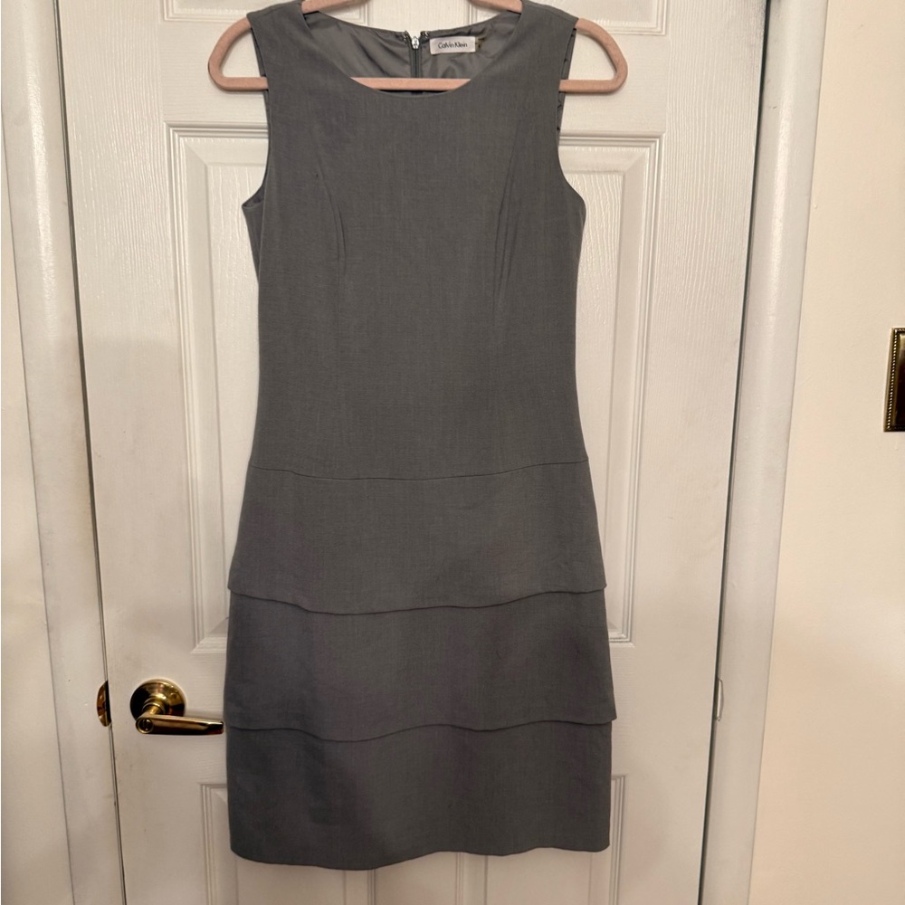 Calvin Klein Gray Sleeveless Midi Dress